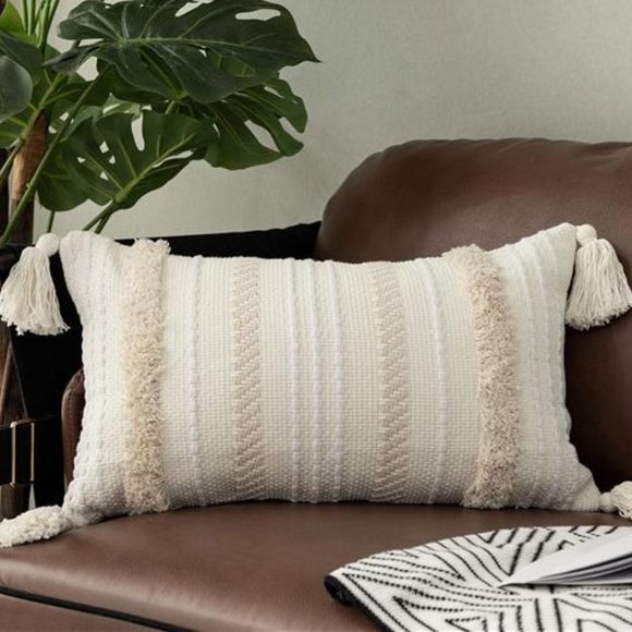 Boho Throw Pillow Cover Decorative Farmhouse Case Bohemian Cottage Decor 12x20 - Picture 2 of 15